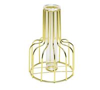 SOIMISS Jarrón para Plantas Hidropónicas Pequeño Base de Metal Dorado Recipiente de Vidrio Tubo de Ensayo Doble Contenedor Decorativo para Hogar y Oficina