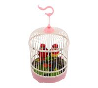 SOIMISS Jaula de Pájaros de Juguete Interactiva Activación por Sonido, Simulación Realista de Canto, Doble Pájaro de Plástico, Juguete Educativo y Decoración del Hogar U Oficina