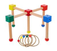 SOIMISS Juego Aros Interactivo, Juguete de Madera para Jardín, Entrenamiento Coordinación Ojo-Mano, Juego al Aire Libre, Diversión Educativa para Exterior Color Aleatorio