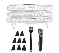 SOIMISS Juego de 13 Piezas de Rejillas Apilables Redondas de Acero Inoxidable de 20 CM para Freidora de Aire con Patas Multifuncional para Deshidratar Hornear y Asar Accesorio