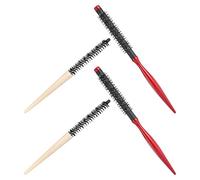 SOIMISS Juego de 4 Cepillos Rizadores para Cabello Rizado y Grueso Set 2 Cepillos Redondos de Madera y 2 Peines de Aluminio Portátiles y Resistentes al Calor para Peinar Flequillo y