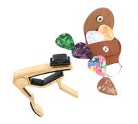 SOIMISS Juego de Cejilla para Guitarra Portátil Madera Clara 1 Capo, 6 Púas de Guitarra y 1 Funda para Púas, Accesorio Funcional para Músicos, Adecuado para Profesores y Principiantes