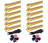 SOIMISS Juego de Clavijas de Puente de Latón para Guitarra Acústica 24 Piezas 6 Clavijas 5 Púas 2 Extractores Kit de Reparación y Accesorios para Guitarra Acústica