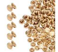 SOIMISS Kit de 100 Remaches Metálicos Tubulares de Doble Tapa, Botones Redondos de Metal para Manualidades, Color Cobre, Tamaño 5x5 Mm, para Reparación y Decoración de Cuero,
