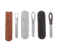 SOIMISS Limas de Uñas de Doble Cara de Acero Inoxidable, 3 Piezas con Funda de Pu Antideslizante para Manos y Pies, Herramientas Portátiles para Manicura y Pedicura en Casa y Viaje