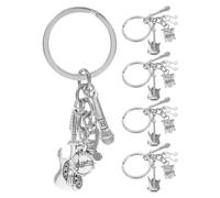 SOIMISS Llavero de Aleación de Zinc Obsequio Original 5 Piezas Notas Musicales en Color Plata , Bordes Suaves y Seguro para Aficionados la Música en Fiestas y Conciertos