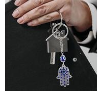 SOIMISS Llavero Metálico con Colgante Mano y Ojo Turco Azul Amuleto Protección para Llaves de Coche Regalo para Mochila y Bolso Accesorio Decorativo Unisex