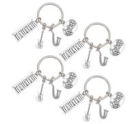 SOIMISS Llavero Musical 4 Piezas con Temática de Guitarra, Piano, Saxofón y Notas Musicales, Llavero de Aleación de Zinc para Mochila y Fiesta, Accesorios para Amantes Música y