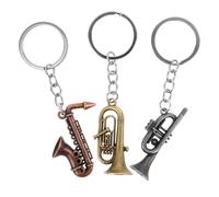 SOIMISS Llavero Saxófono Vintage Metal Resistente Diseño Trompeta 3 Piezas Colores Antiguo Para Amantes Música Accesorio Colgante Obsequio Fiesta Rock Karaoke