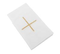 SOIMISS Mantel de Lino Sacramental Bordado de Color Claro para Altar de Iglesia con Cruz Central, Paño Ritual Corporal para Ceremonias Religiosas, Comuniones, Bodas y Misas Obsequios