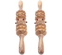 SOIMISS Masajeadores Corporales De Madera 2 Piezas Rodillos Abdominales Multifuncionales 7 y 9 Ruedas Para Relajación, Yoga y Bienestar Hogar