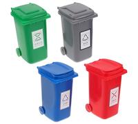 SOIMISS Mini Cubo de Basura de Escritorio con Tapa Hermética Set 4 Piezas Rojo Verde Azul Gris Organizador de Escritorio Multifuncional para Oficina Cocina y Hogar Fácil Limpieza