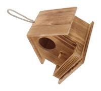 SOIMISS Nido de Madera para Pájaros de Exterior, Pequeña Casa para Colibríes, Caja Nido de Pino Quemado 17.5x18.2x17.2 Cm, Resistente al Clima para Anidación y Decoración de Jardín