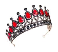 SOIMISS Nupcial de Mujer con Rhinestones Diadema de Aleación Negra y Roja Tocado Elegante para Bodas Fiestas y Carnavales Diseño Duradero