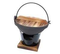 SOIMISS Olla de Hierro Japonesa para Sukiyaki con Estufa y Base Olla de Sopa Resistente Calentamiento Rápido para Camping y Actividades