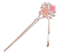 SOIMISS Palillo de Pelo Vintage Diseño de Doble Flor y Borla en Aleación Rosa para Mujeres, Horquilla Decorativa Adecuado para Peinados Casuales y Celebraciones