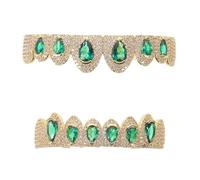 SOIMISS Parrilla Dorada Gemas de Imitación, Juego de Tapas Removibles para Dientes Estilo Vampiro, Accesorios de Joyería para Fiesta Hip Hop y Cosplay Halloween, un Par