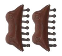 SOIMISS Peine de Masaje de Madera de Sándalo 2 Piezas, Masajeador de Cuero Cabelludo 7 Dientes Anchos Estilo Rana para Adultos, Peine Guasha para Cabello y Rostro, Cuidado Capilar