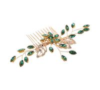 SOIMISS Peineta de Boda Artesanal con Aleación y Cristales Verdes Horquilla Lateral para Novia y Damas Diseño Vintage Duradero y Seguro para Peinados Nupciales