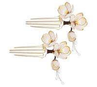SOIMISS Peinetas Laterales Vintage de Metal Diseño de Flor de Loto Horquillas Retro Chinas de 4 Puntas Accesorio para Cabello Estilo Hanfu para Mujeres y Niñas Set de 2 Piezas