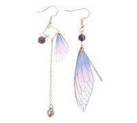 SOIMISS Pendientes Colgantes Asimétricos de Diseño de Alas de Cigarra Color Púrpura Clásico Accesorios Largos para Boda y Uso Diario