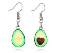 SOIMISS Pendientes Colgantes para Mujer de Dibujos Animados en Forma de Aguacate y Corazón, Ligeros, Arcilla Polimérica Segura, 1 Par, Accesorios de Moda para Niñas y Uso Diario