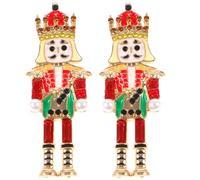 SOIMISS Pendientes Colgantes para Mujer de Soldado Cascanueces en Aleación de Zinc, Diseño Divertido y Color Rojo Vibrante, Ideales para Joyas Navideñas y Uso Diario