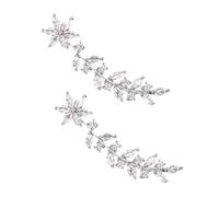 SOIMISS Pendientes Trepadores para Mujer Pequeños con Diseño Floral y Detalles de Circonita Cúbica, Color Plateado, Ligeros y Cómodos, Ideales para Bodas y Ocasiones Obsequios