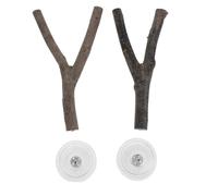SOIMISS Percha para Pájaros con Ventosa 2 Piezas 15 Cm de Madera Natural, Soporte Portátil para Loros, Cotorras y Periquitos, Adecuado para Ventana, Baño y Viajes