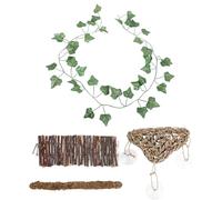 SOIMISS Puente de Madera Colgante para Reptiles 4 Piezas Enredaderas de Musgo y Decoración Herbácea, Accesorio de Escalada para Lagartos, Camaleones y Cangrejos Ermitaños, Enriquecimiento