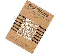 SOIMISS Pulsera Ajustable de Cuerda Negra Seis Corazones para Amistad, Pulseras de Amistad para Mujer y Niñas, Accesorio de Moda Vintage para Obsequio y Uso Diario