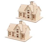 SOIMISS Puzzle de Madera sin Terminar 3D para Ensamblar Kit de Casa Creativa de Madera DIY Modelo de Casa de Villa Rústica 2 Piezas Decoración Artesanal para Manualidades