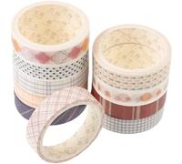 SOIMISS Set de 10 Rollos de Cintas Washi para Manualidades Diseño Geométrico, Material Washi, Fácil de Rasgar a Mano Residuo Adhesivo, Adecuado para Scrapbook y Journal