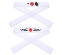 SOIMISS Set de 2 Diademas Japonesas Bushido Blancas Diadema Deportiva Cocina Ajustables y Absorbentes de Sudor Accesorio Tradicional para Artes Marciales y Chefs