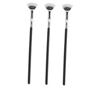 SOIMISS Set de 3 Pinceles para Pestañas Material de Madera y Aluminio Forma Angular y Abanico Resistentes Que No Pierden Forma ni Sueltan Pelo para Cualquier Ocasión