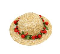 SOIMISS Sombrero de Paja Tejido para Mascota Tamaño S Pequeño Color Rojo Flor de Margarita Accesorio Ligero y Cómodo para Perros Adecuado para Sesiones de Fotos y Fiestas