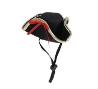 SOIMISS Sombrero Pirata para Perro y Gato en Poliéster Negro Banda Ajustable para Barbilla, Fácil de Usar, Adecuado para Disfraces y Bodas de Mascotas