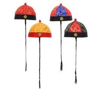 SOIMISS Sombreros Antiguos Chinos Dinastía Qing para Adultos, 4 Piezas de Tela Artesanal, Tamaño Listo para Usar, Ideales para Disfraces y Reuniones Festivas