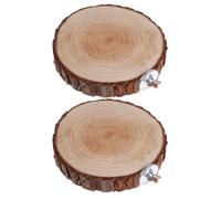 SOIMISS Soporte de Percha Redonda de Madera Natural para Pájaros, Plataforma para Jaulas de Loros 6-8 Cm, 2 Piezas, Accesorio Seguro y Cómodo para Periquitos, Cacatúas y Perchas