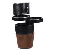 SOIMISS Soporte para Bebidas y Móvil Coche Rotatorio Extensor Multifuncional Soporte Botella y Accesorios Auto Negro con Borde Plata