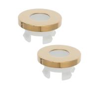 SOIMISS Tapa de Desbordamiento para Lavabo Dorada, 2 Piezas, Embellecedor Redondo Resistente para Fregadero de Baño y Cocina, Insertos de Rebose Antidesbordamiento para Reformas