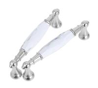 SOIMISS Tiradores de Puerta de Vidrio Colorido 2 Piezas Manijas Largas de Metal con Centro de Cristal Diseño Moderno para Armarios Cajones y Muebles de Cocina Pomos Decorativos