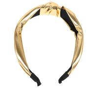 SOIMISS Tocado de Cabeza Ancho Nudo Creativo en Tejido Dorado, Diadema Ancha Cabello Elaboración Detallada Adecuado para Fiestas y Compromisos