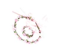 SOIMISS Tocado de Flores Artificiales Rosa Decorativo y Cómodo, Pulsera de Flores de Tela para Fiesta y Sesión de Fotos en Vacaciones