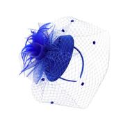 SOIMISS Tocado de Novia Diadema de Novia de Gasa Plumas y Flores Azul 1 Pieza para Boda y Cumpleaños, Accesorio Cabello para Amigas