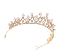 SOIMISS Tocado de Novia Princesa Dorada Perlas y Gemas de Imitación Tocado Ligero para Boda y Fiesta Accesorios Cabello de Mujer Adorno Barroco Vintage Elegante