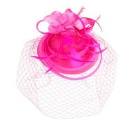 SOIMISS Tocado para Mujer Clip para Sombrero Fascinador Diadema de Plumas y Red Color Rosa Fucsia Tocado Retro para Fiesta de Té Boda y Banquete Accesorio Elegante y Ligero