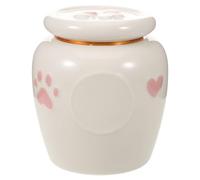 SOIMISS Urna para Cenizas de Mascotas de Cerámica con Capacidad 600 Ml, Diseño con Huellas y Corazones, Sellado Hermético para Protección contra Humedad, Adecuado para Recuerdo de Perros