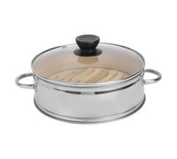 SOIMISS Vaporera de Alimentos de Bambú y Acero Inoxidable Tapa, Cesta de Vapor Reutilizable para Cocinar al Vapor Huevos y Postres en Cocina Doméstica