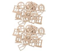 SOIMISS Ventana Miniatura de Madera sin Pintar para Casa de Muñecas y Jardín, 150 Piezas Estilo Rústico y Ambiente de Cuento de Hadas para Scrapbooking